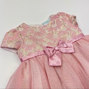 NANNETTE Baby Pink Tulle Dress with Bow 3/6 months